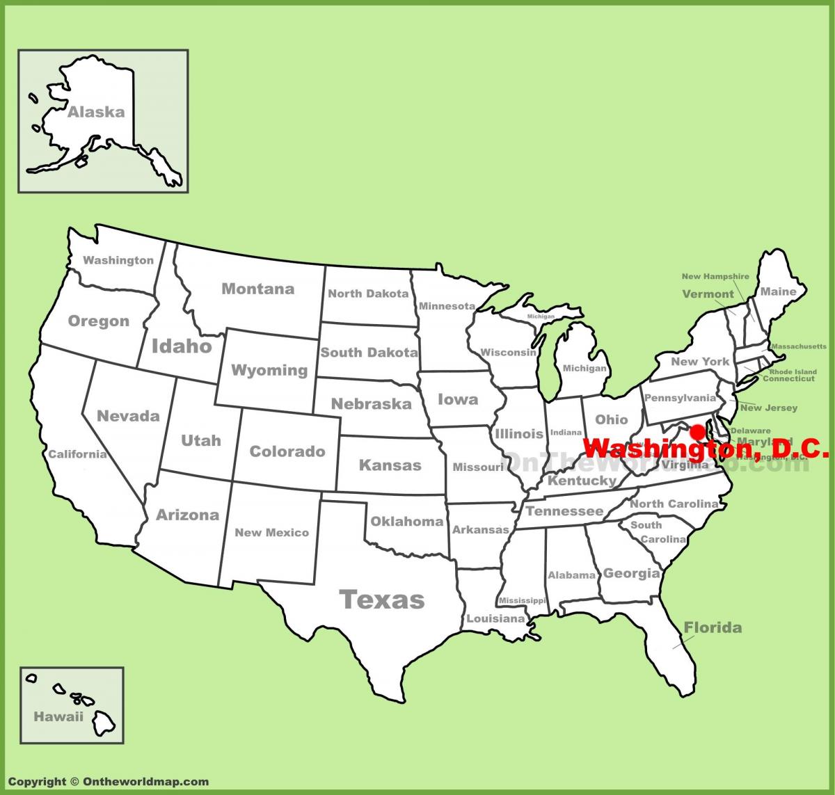 Вашингтон, округ Колумбія на карті США