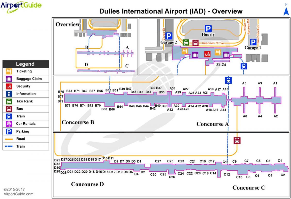 Вашингтон ОВР карту аеропорту