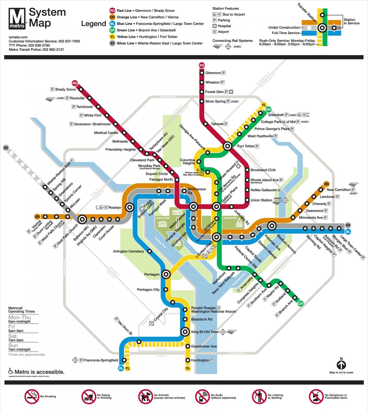 Вашингтон DC метро карта срібна лінія