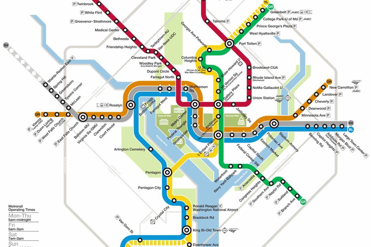 вимийте метро DC карті