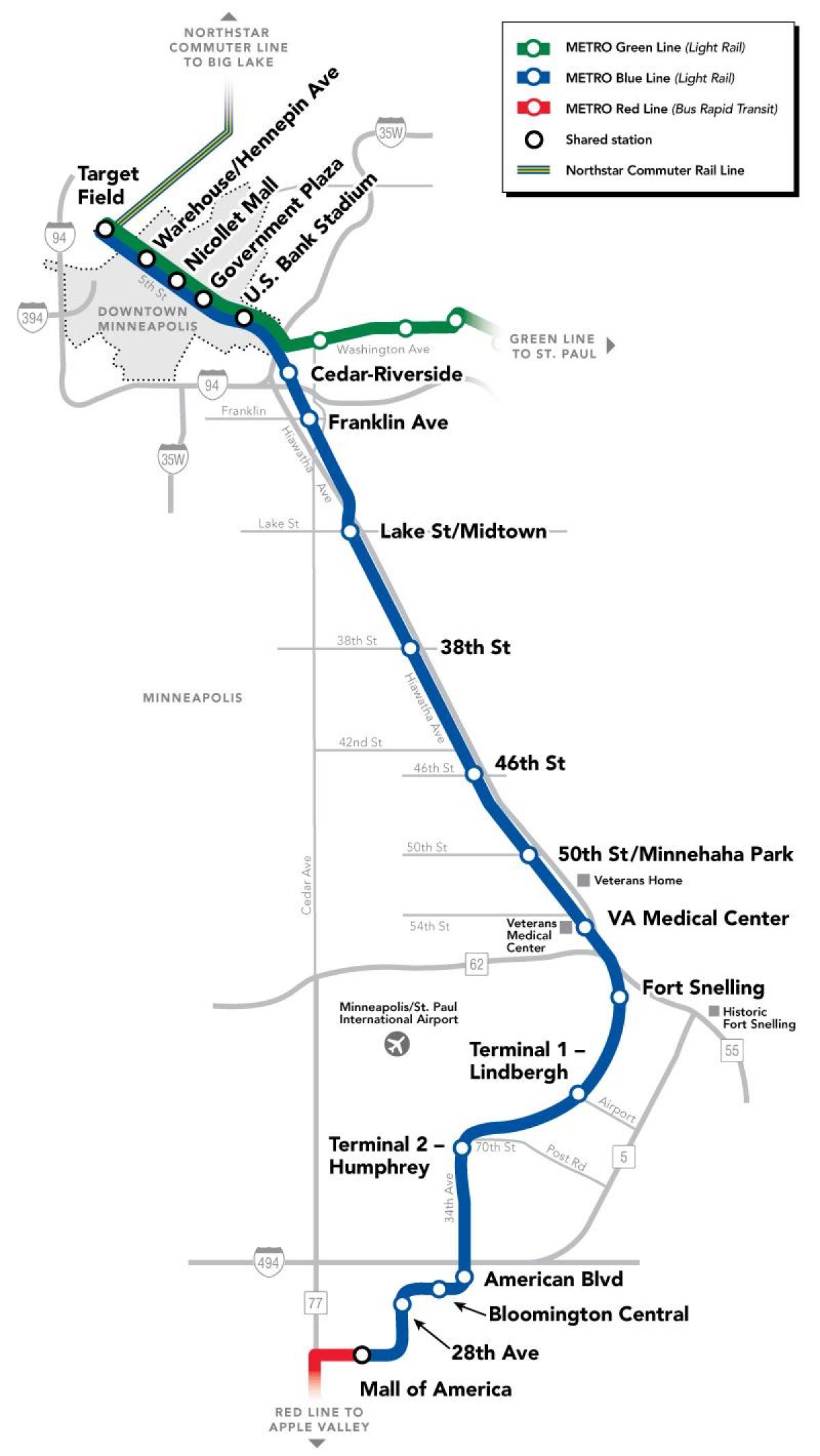 Вашингтон метро синя лінія на карті