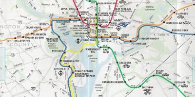 Вулиця Вашингтона DC карту зі станціями метро 