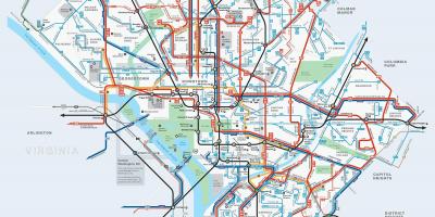 Вашингтон автобусних маршрутів DC карту