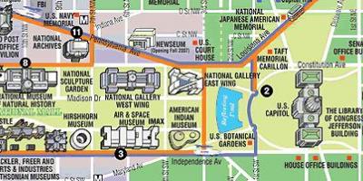 Карта музеїв Вашингтона DC і пам'ятники