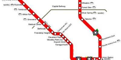 Вашингтон DC метро червона лінія карті