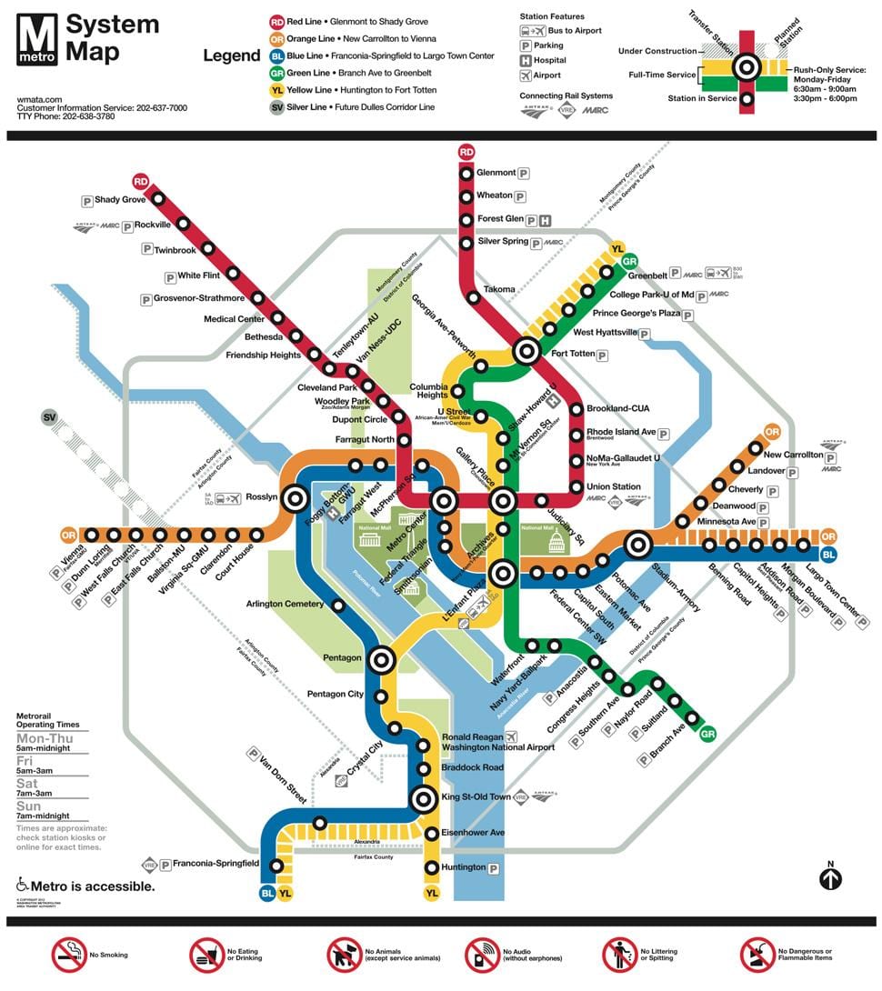 DC метро карта метро