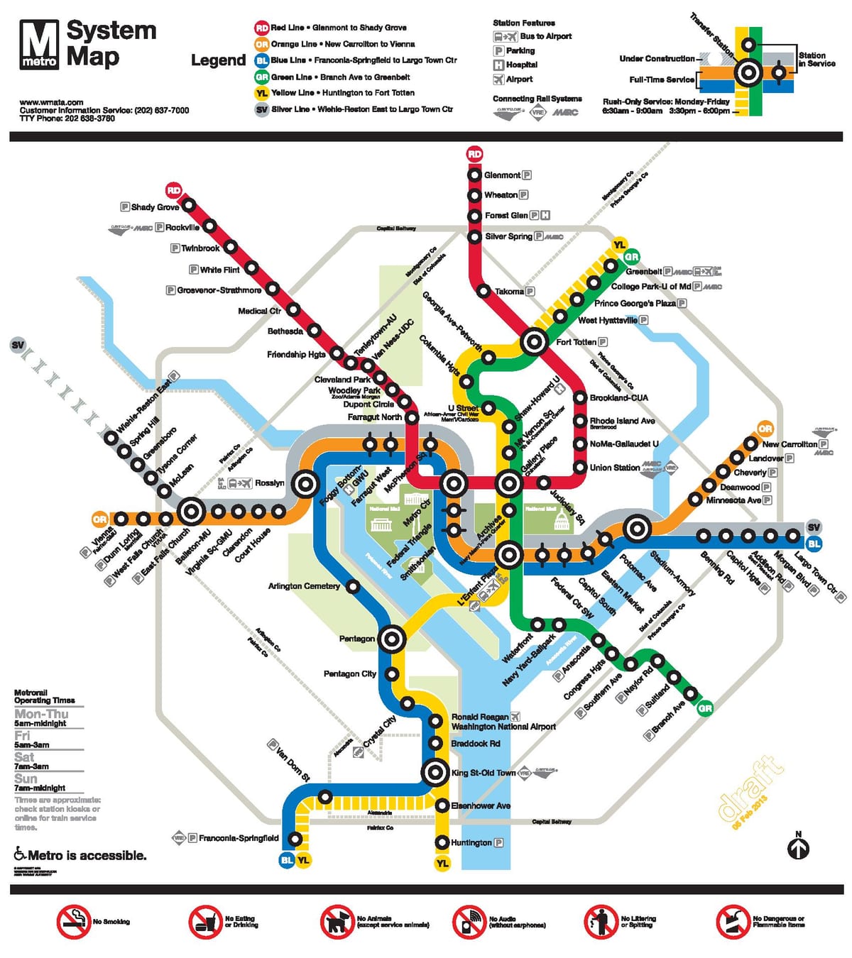 Вашингтон лінії метро DC карті