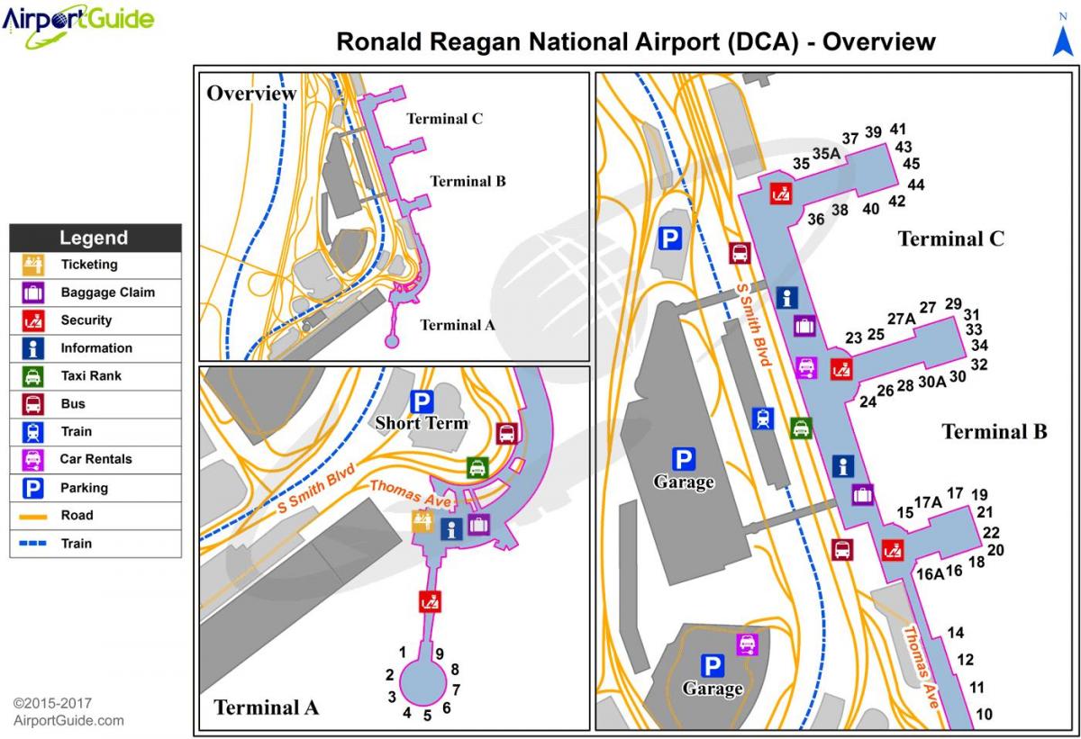 Вашингтон, Національний аеропорт карта