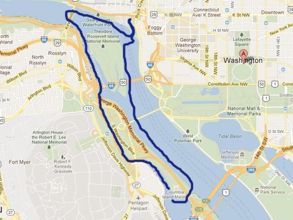 карта річки Потомак у Вашингтоні
