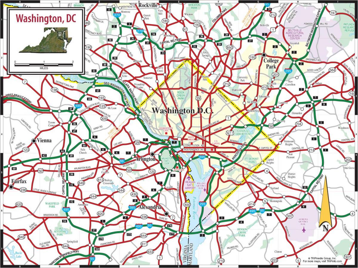 Вашингтон, округ Колумбія метро Вулиця накладення на мапу