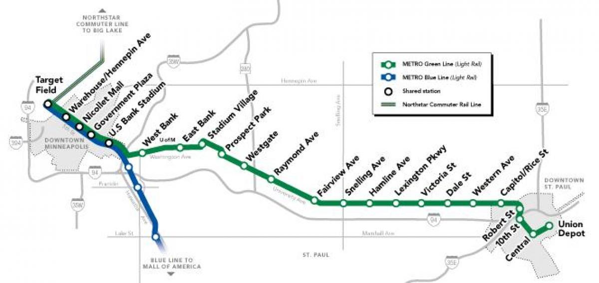 зелена лінія метро DC карті