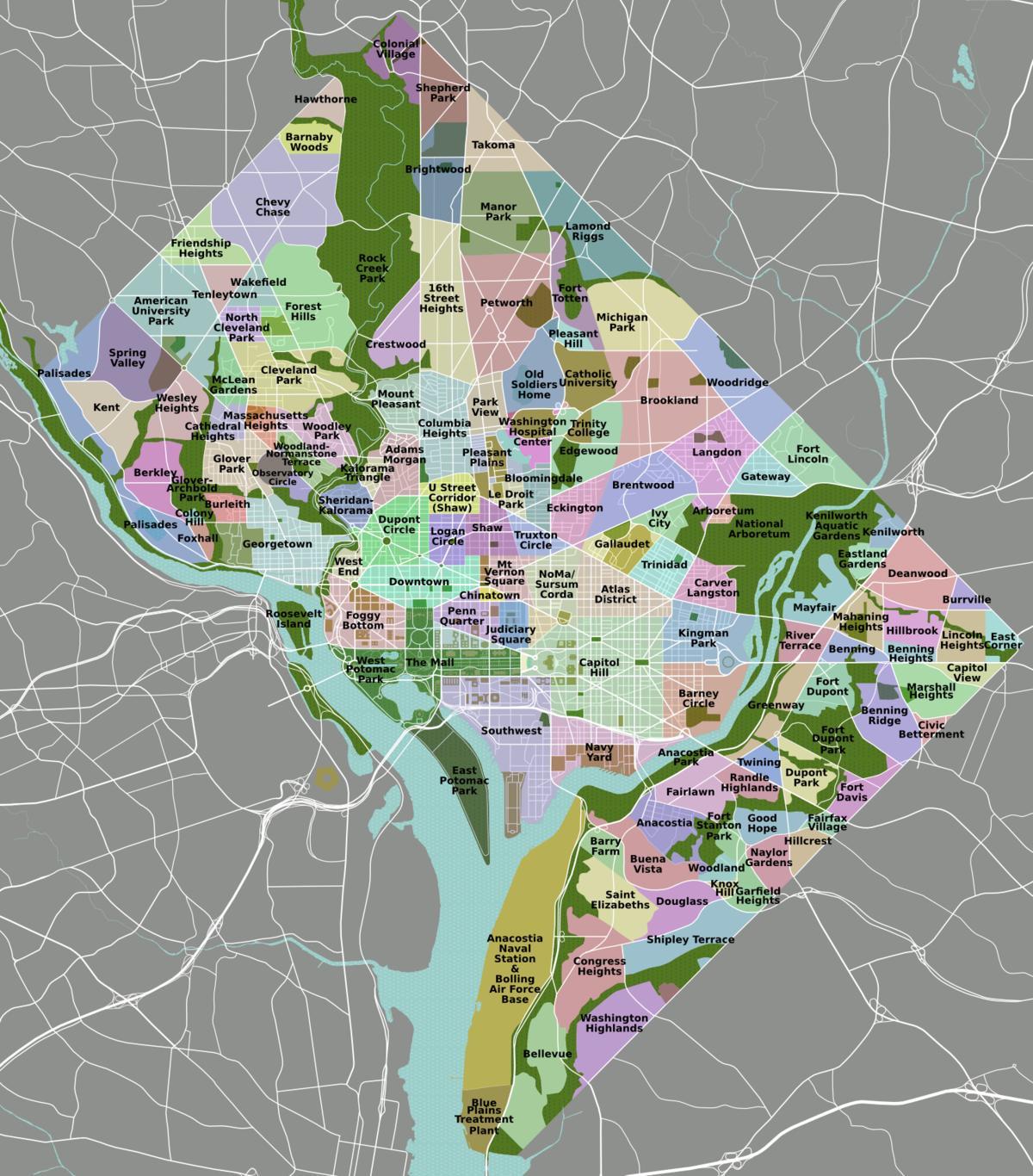 карта DC і околицях