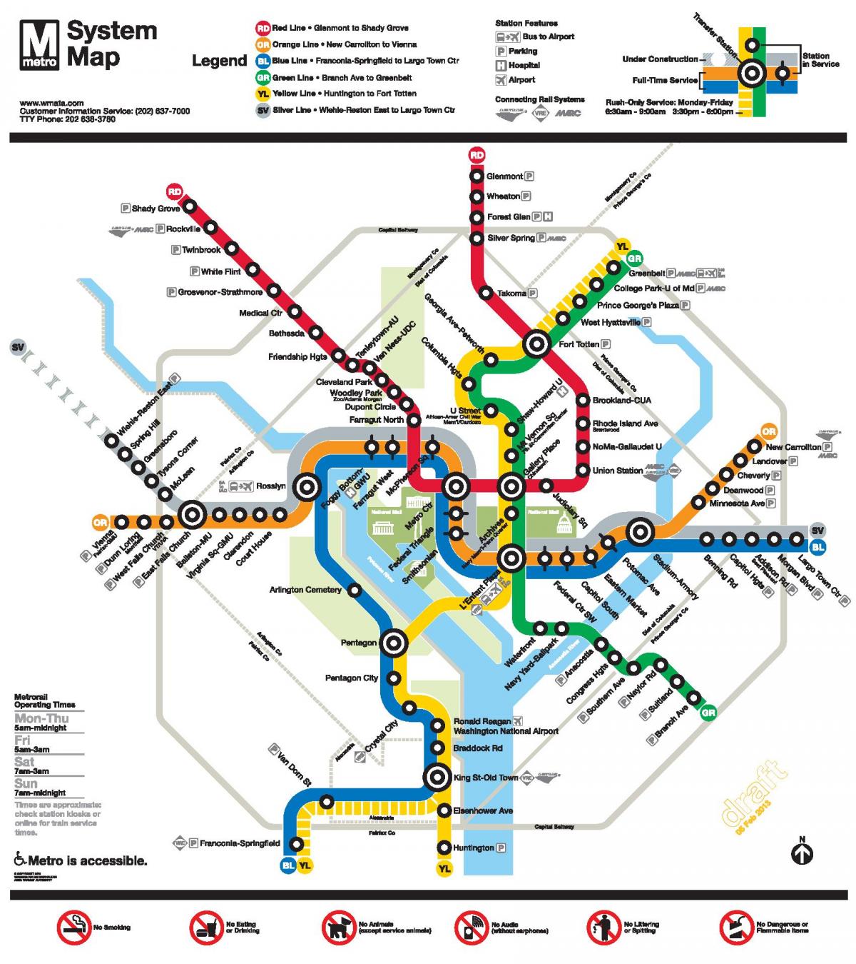 Вашингтон лінії метро DC карті