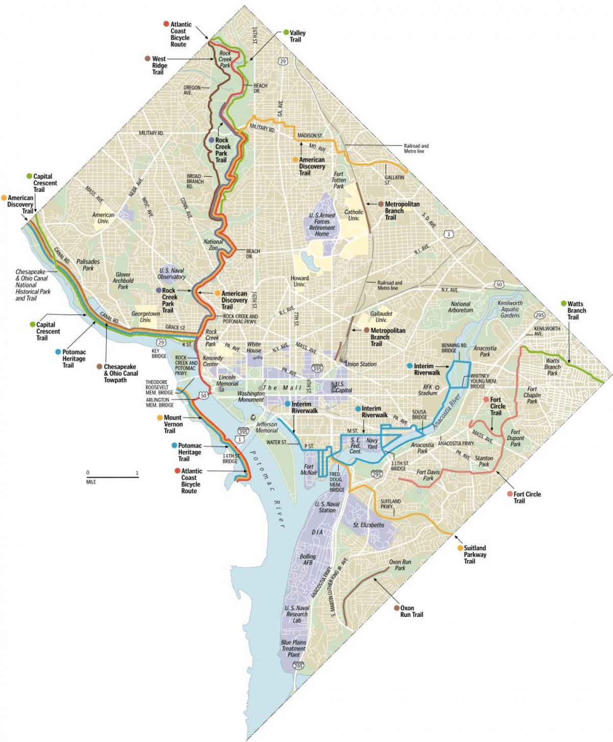 Вашингтон маршрутів постійного струму байк карті