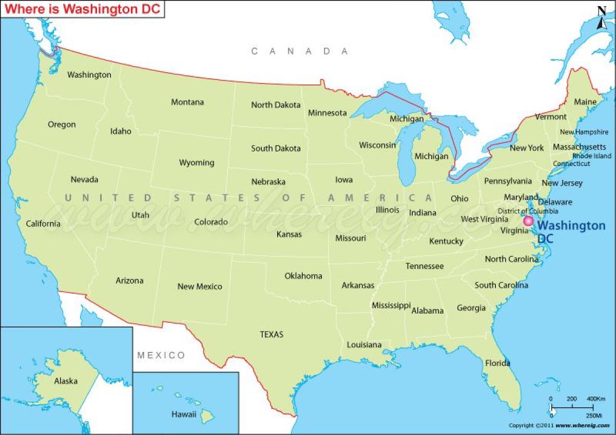 округ Колумбія США на карті