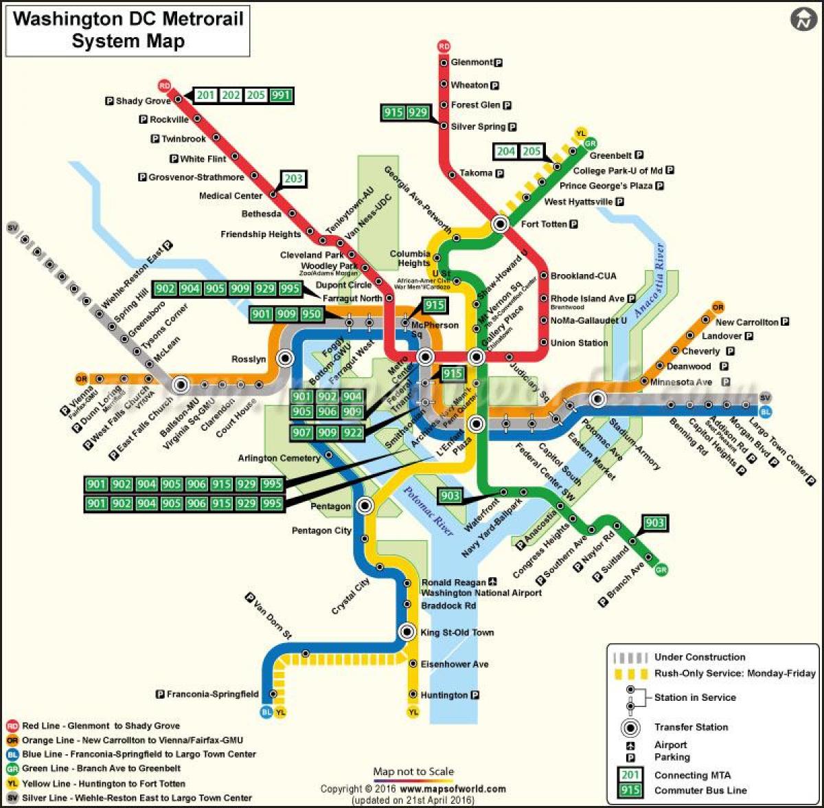 Вашингтон трамвайної карті