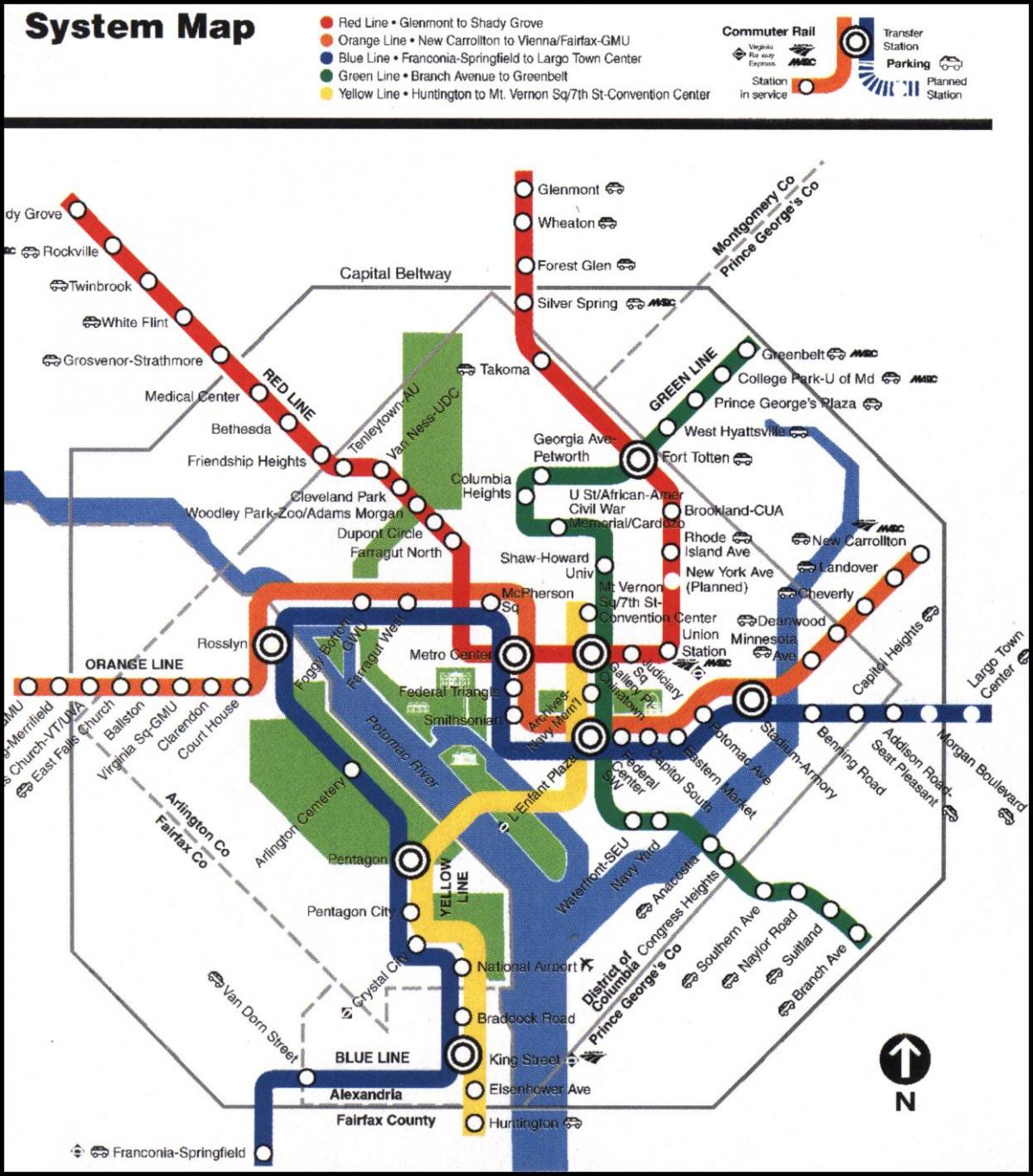 у Вашингтоні поїзд метро DC карті