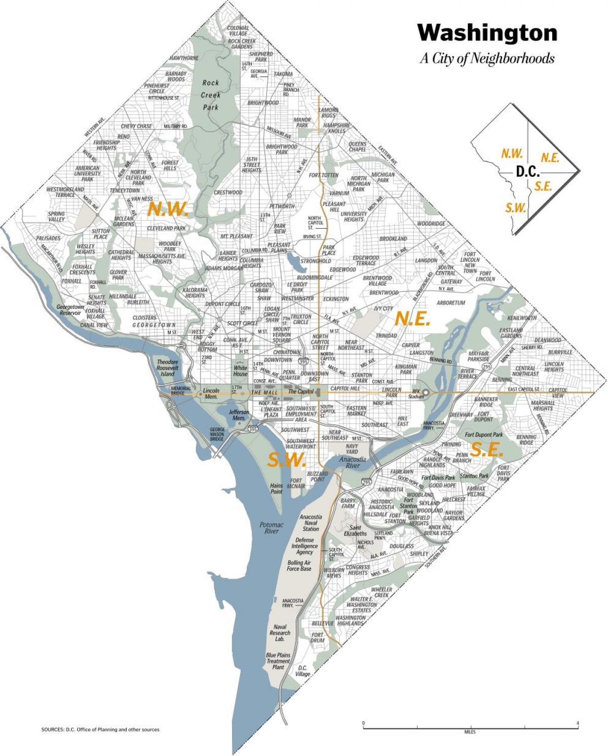 Вашингтон районі карті постійного струму 