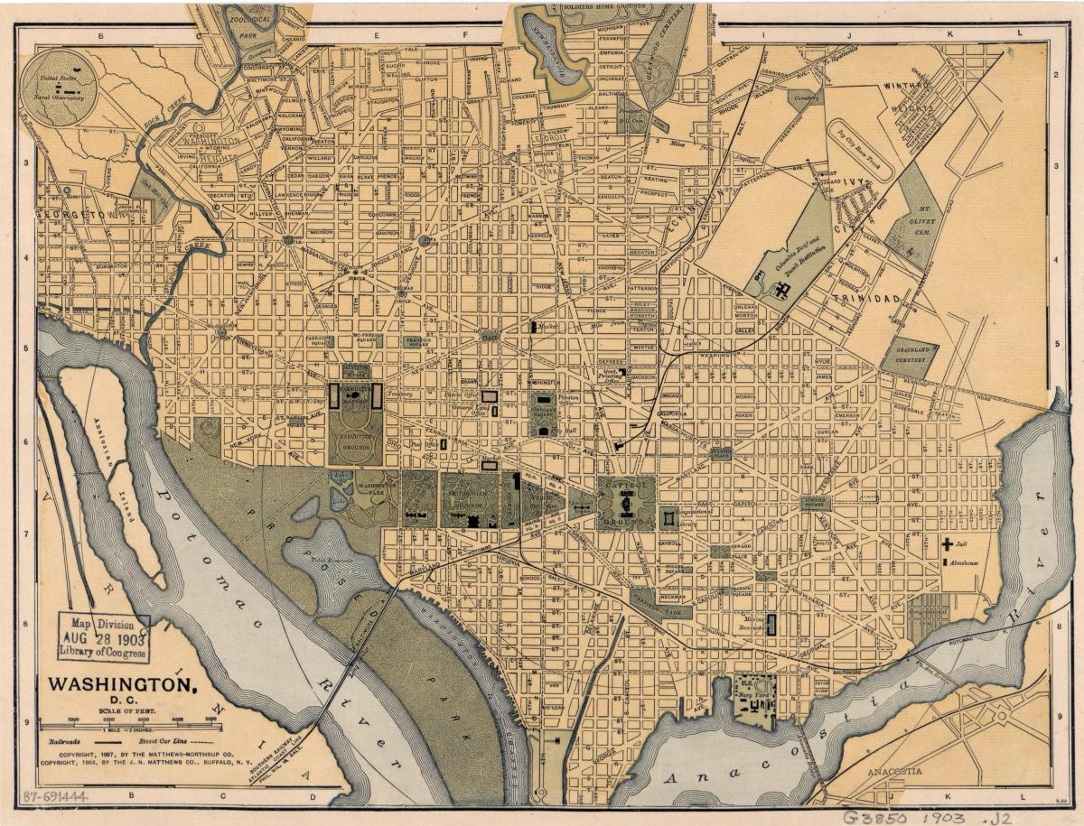 стара карта Вашингтон, округ Колумбія