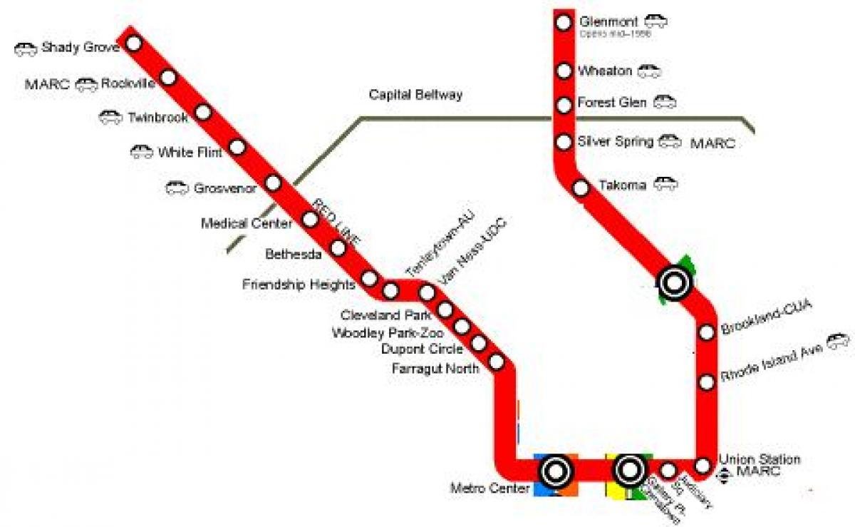 Вашингтон DC метро червона лінія карті
